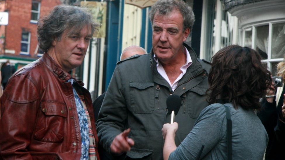 BBC Top Gear's Jeremy Clarkson and James May were interviewed by BBC Lincolnshire on Steep Hill