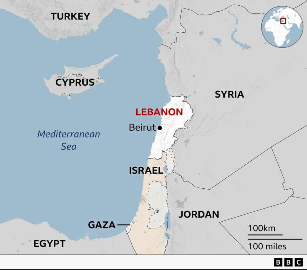 A map of Lebanon 