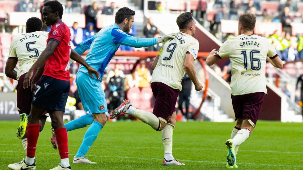 Hearts players celebrating