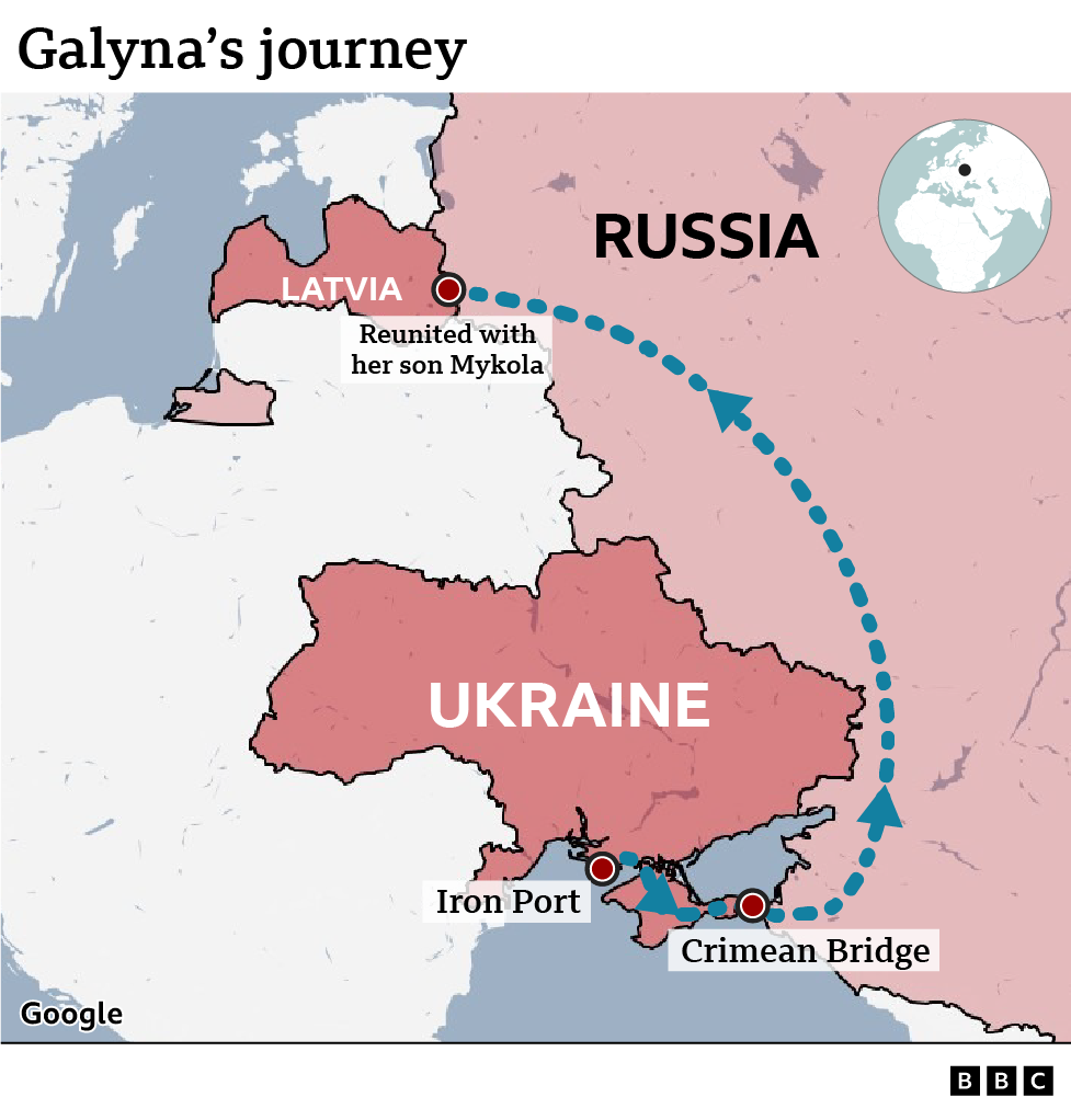 map of Galyna's journey