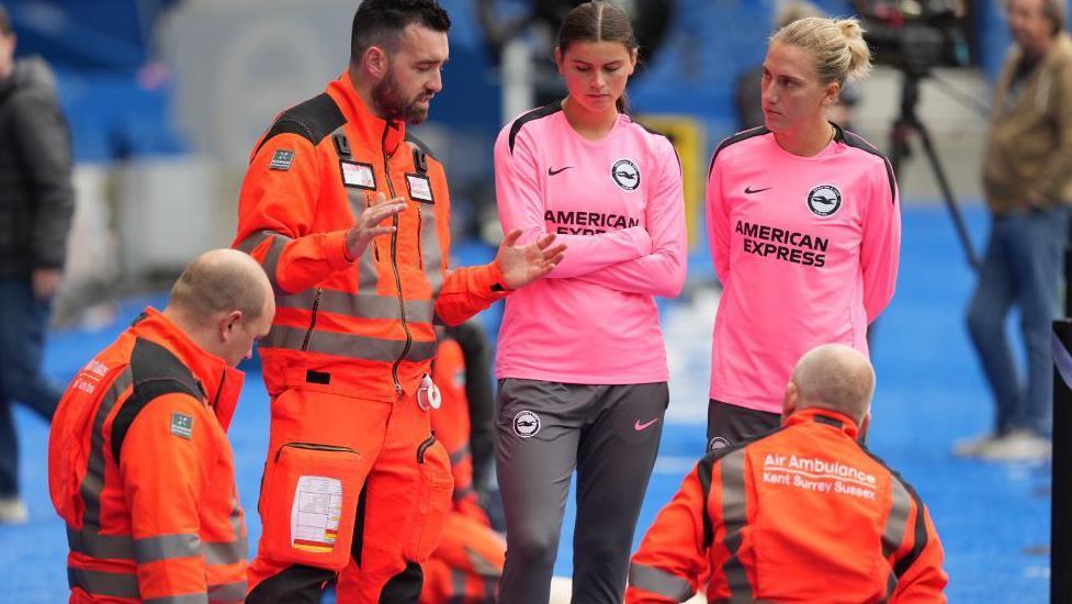 People being trained in CPR at Amex Stadium