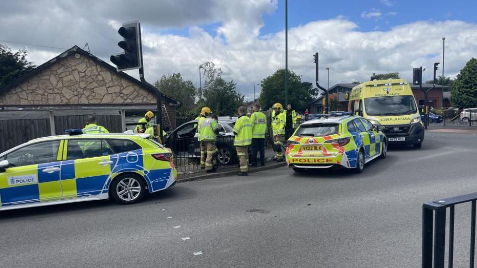 Car crashed into a house on Whitchurch Road, Shrewsbury