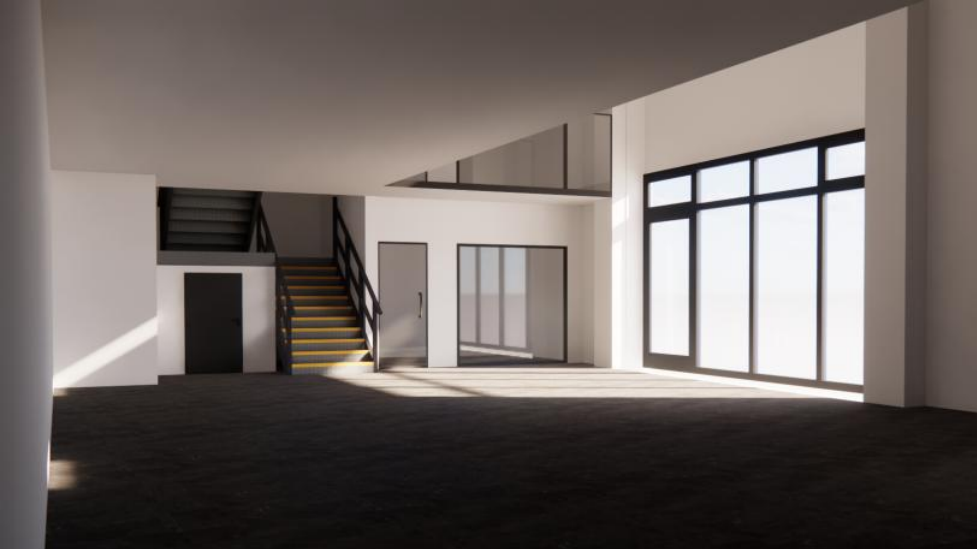 An artists impression of the intended space in the former warehouse
