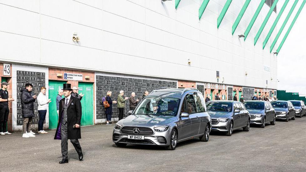 The funeral cortege passed Easter Road on Monday morning