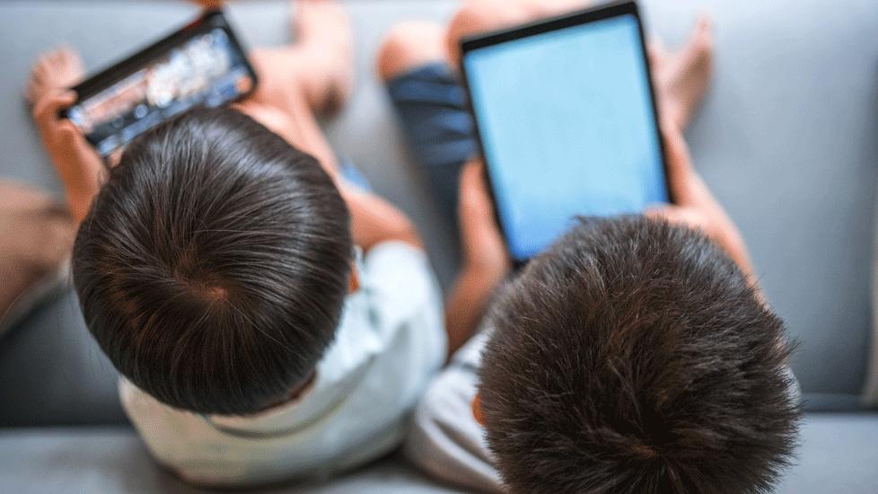 Children on tablets