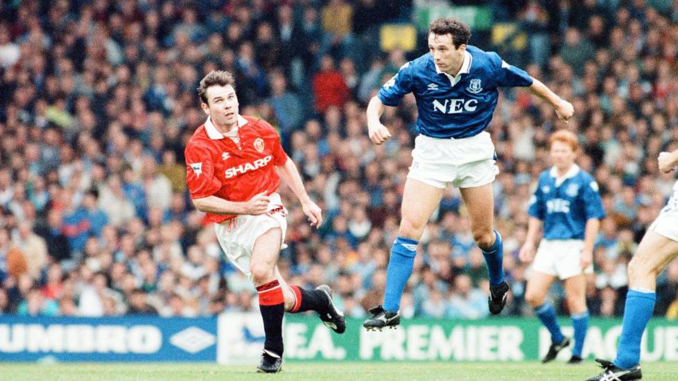 Barry Horne in action for Everton against Manchester United during the inaugural Premier League season in 1992-93
