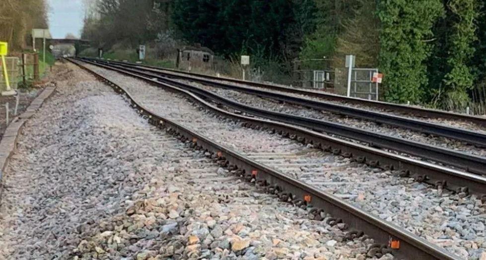 A close up image of damaged railway tracks 