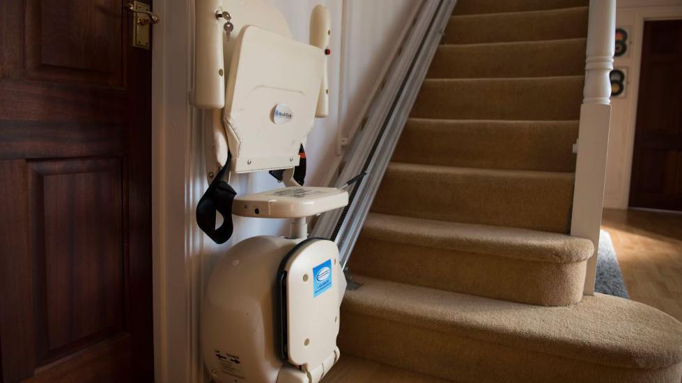 A stair lift in a house