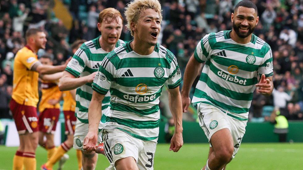 Daizen Maeda celebrates against Motherwell