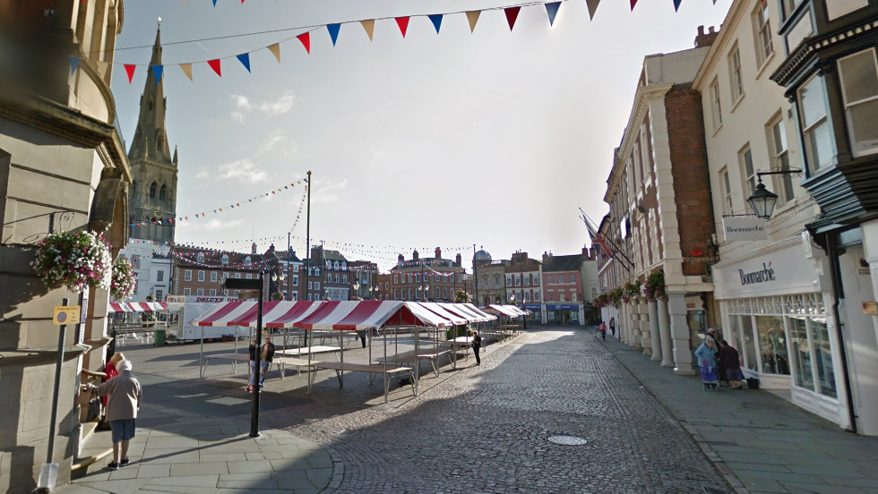 A general view of Market Place in Newark, Nottinghamshire