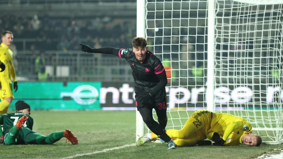 Marc Guiu celebrates scoring against Astana