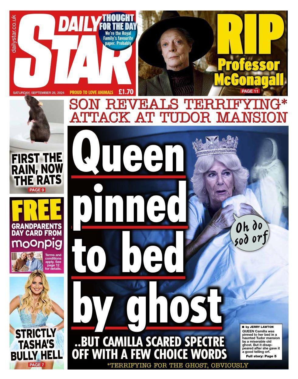 Daily Star front page for 28 September 