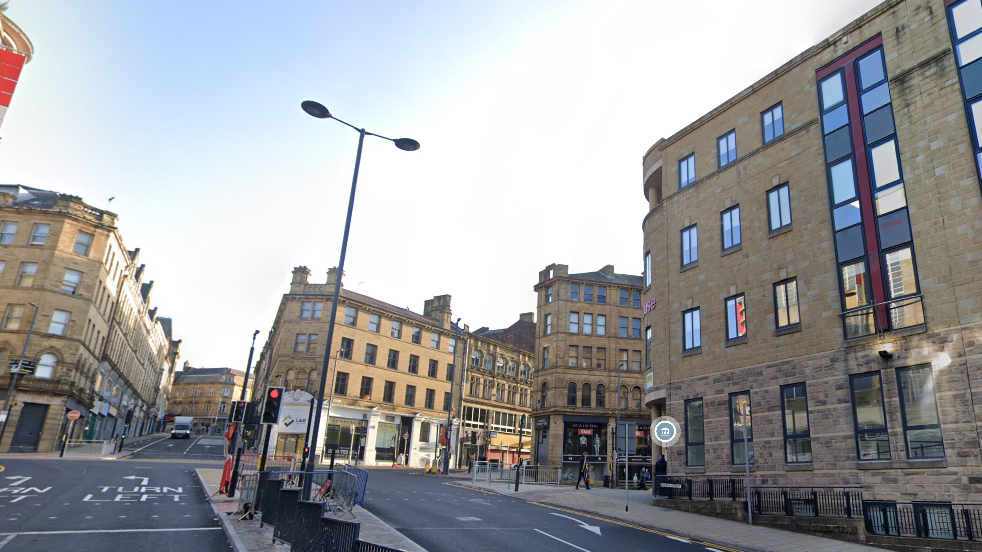 Junction of Godwin Street and Sunbridge Road in Bradford.