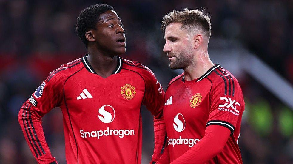 Manchester United duo Kobbie Mainoo and Luke Shaw