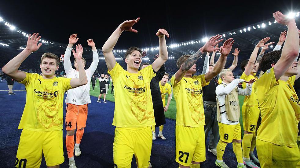 Bodo/Glimt players celebrate in the Europa League