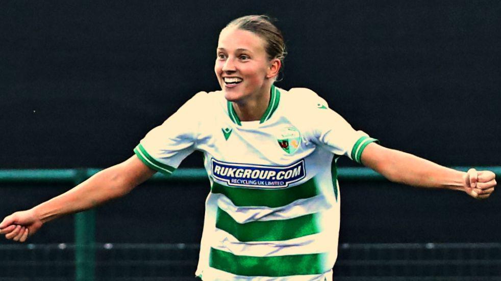 Chantelle Teare celebrates after scoring New Saints' winner against Cardiff