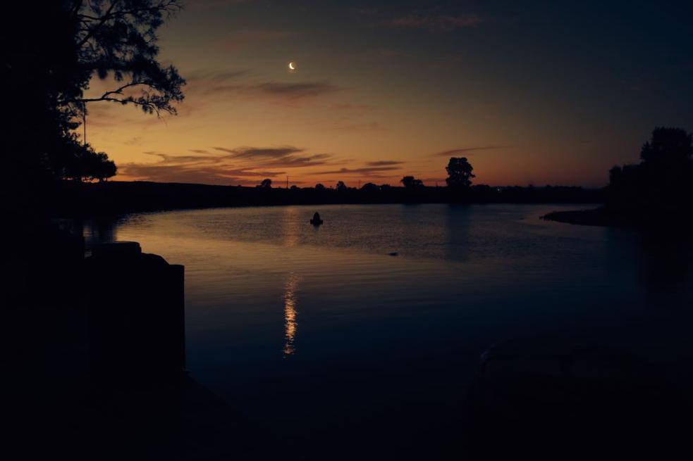 The moon over a river