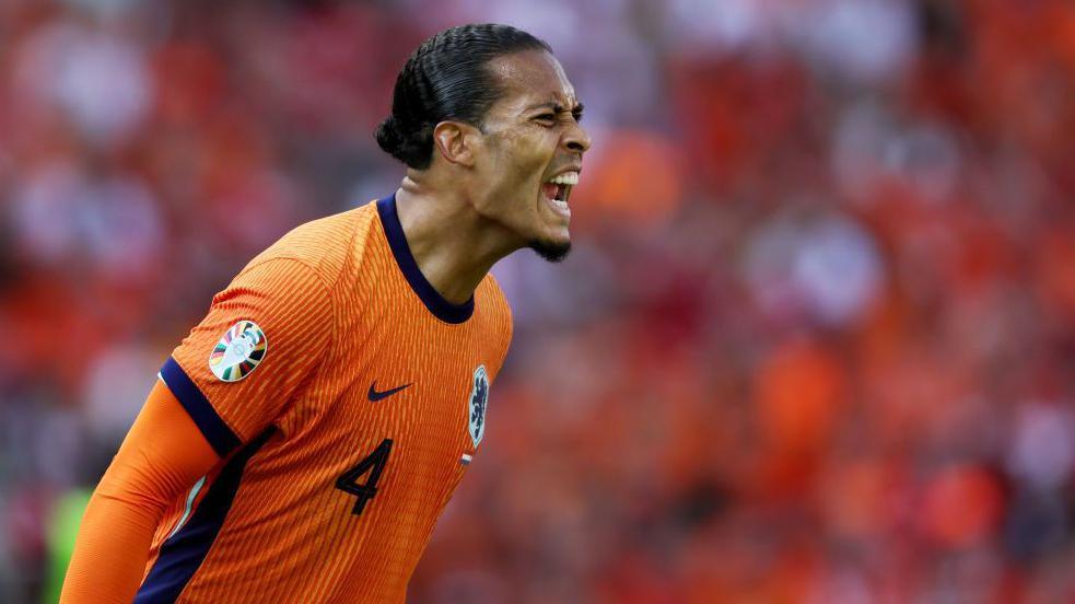 Virgil van Dijk for the Netherlands against Austria