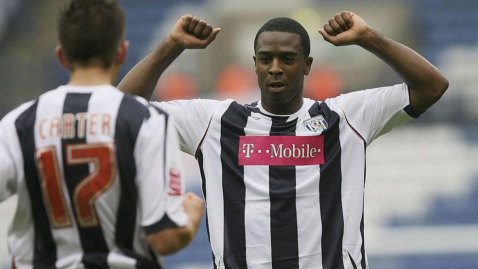 Nathan Ellington celebrates after scoring for West Brom in the Championship