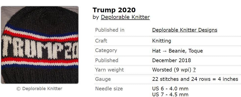 A pro Donald Trump knitting pattern which has now been taken down from the site