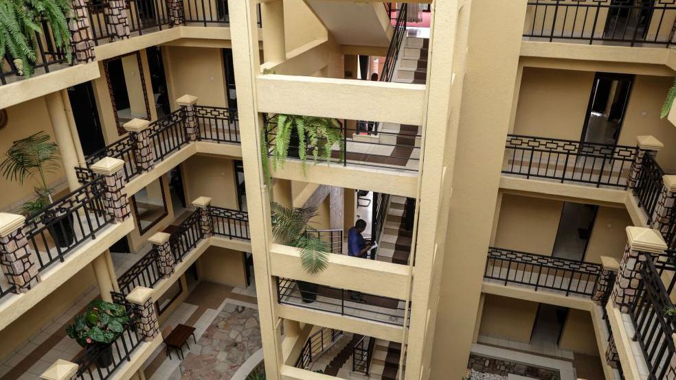 A view from a top floor looking down into a courtyard of Hope Hostel in Kigali which was due to welcome the migrants from the UK.