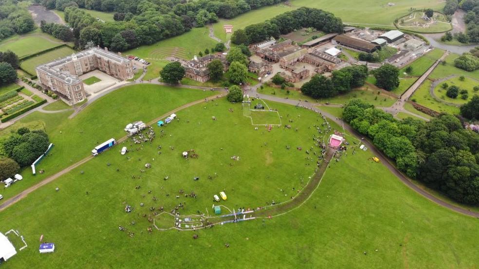 Aerial picture of Temple Newsam in Leeds