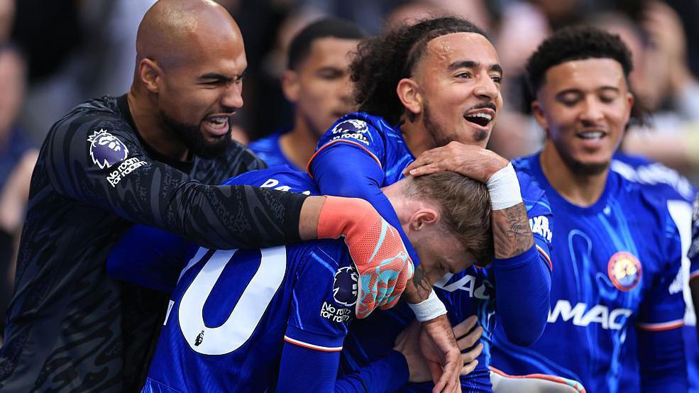 Chelsea keeper Robert Sanchez ran the length of the field to congratulate Cole Palmer after his goal sealed victory against Liverpool