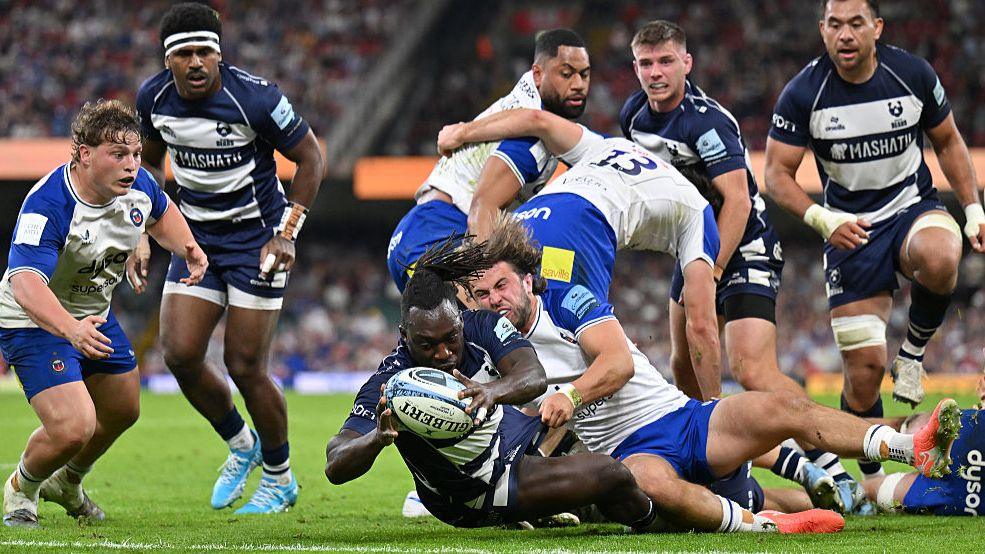 Gabriel Ibitoye of Bristol Bears scores his side's first try during the Premiership match between Bristol Bears and Bath at Principality Stadium on 10 May 10