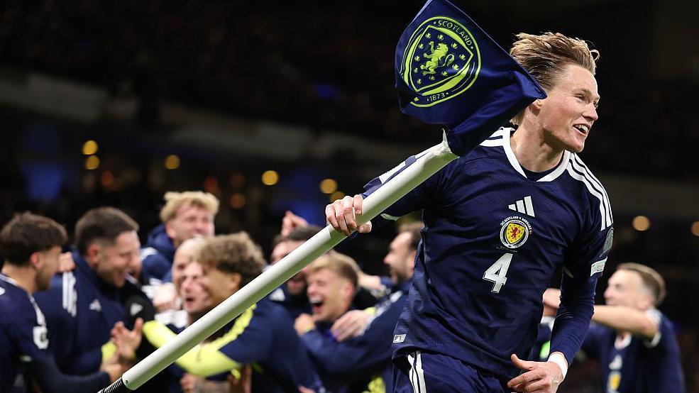 Scott McTominay celebrates Scotland reaching the World Cup