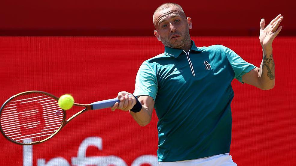 Dan Evans in action at Queen's Club