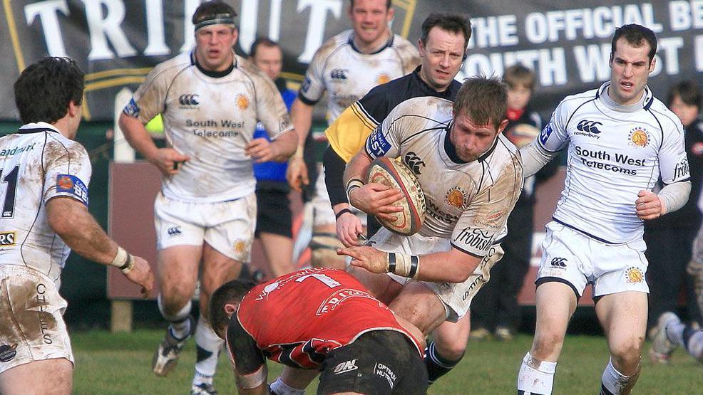 Exeter face Cornish Pirates at Camborne in February 2010