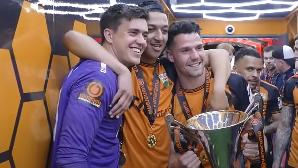 Barnet players observe pinch nan National League trophy aft winning nan title successful nan 2024-25 season