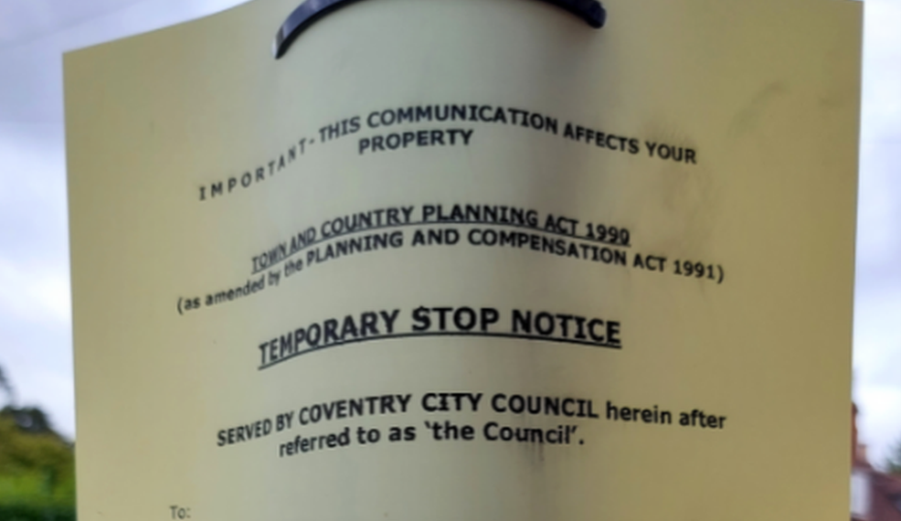 Council stop notice issued outside Allesley Hotel