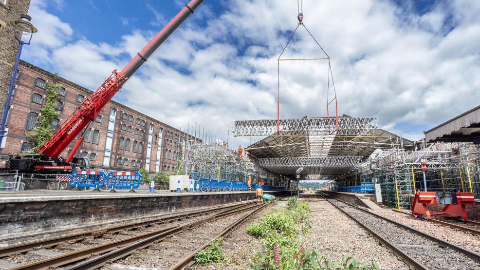 The trainshed roof at the station