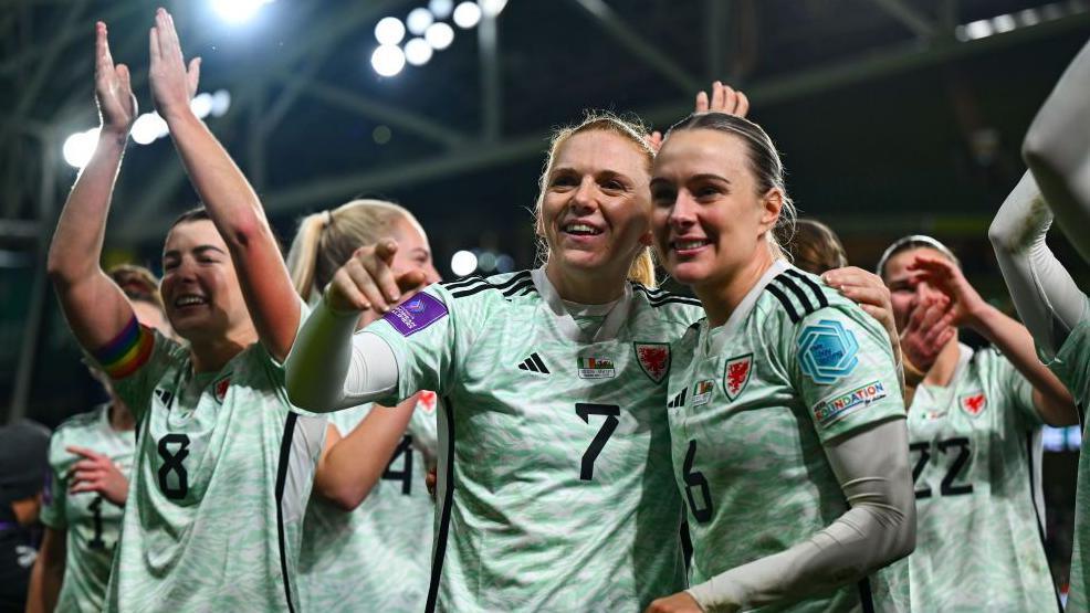 Wales celebrate their win in Dublin that secured a major tournament appearance