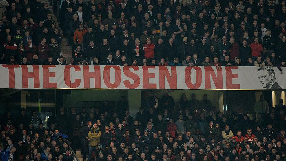 'The Chosen One' banner at Old Trafford