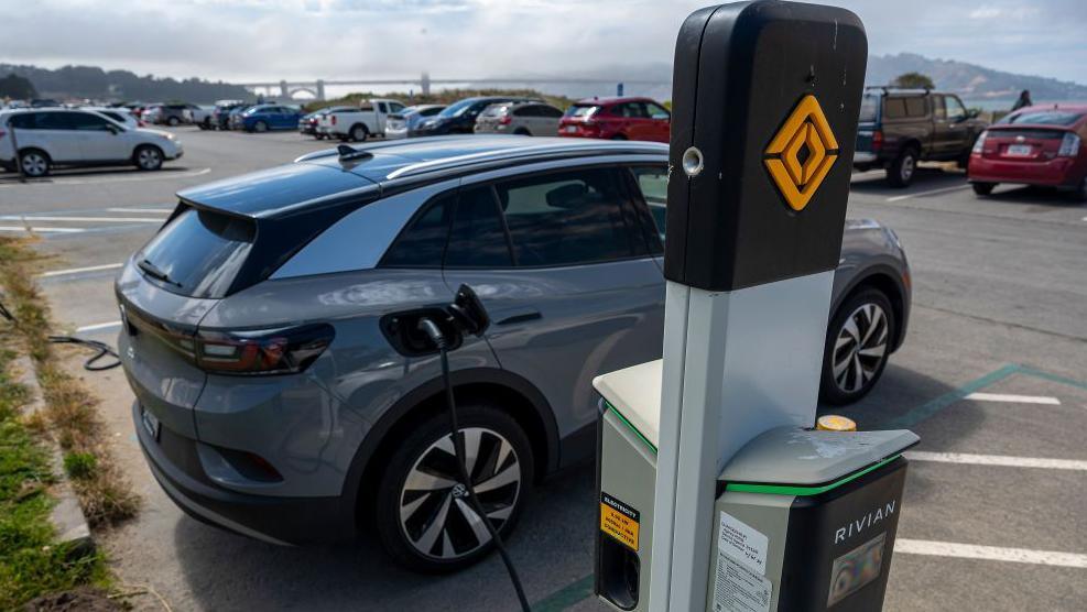 An electric car charging in San Francisco