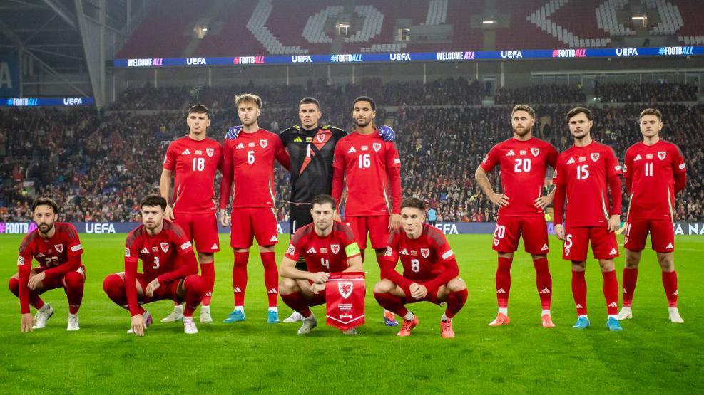 Wales' team photo before this month's game against Montenegro