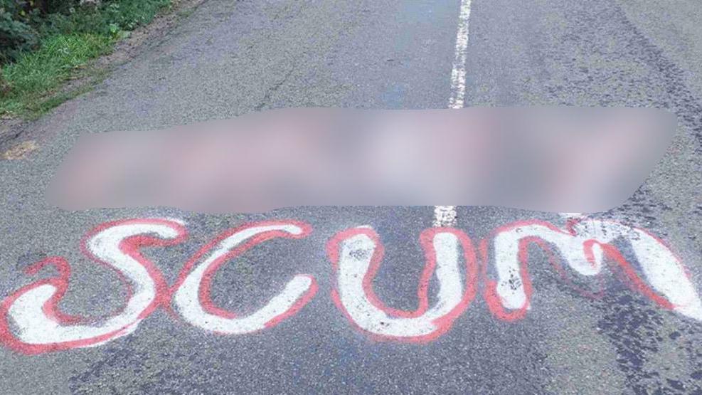 Graffiti written on to Mere Lane, Bitteswell
