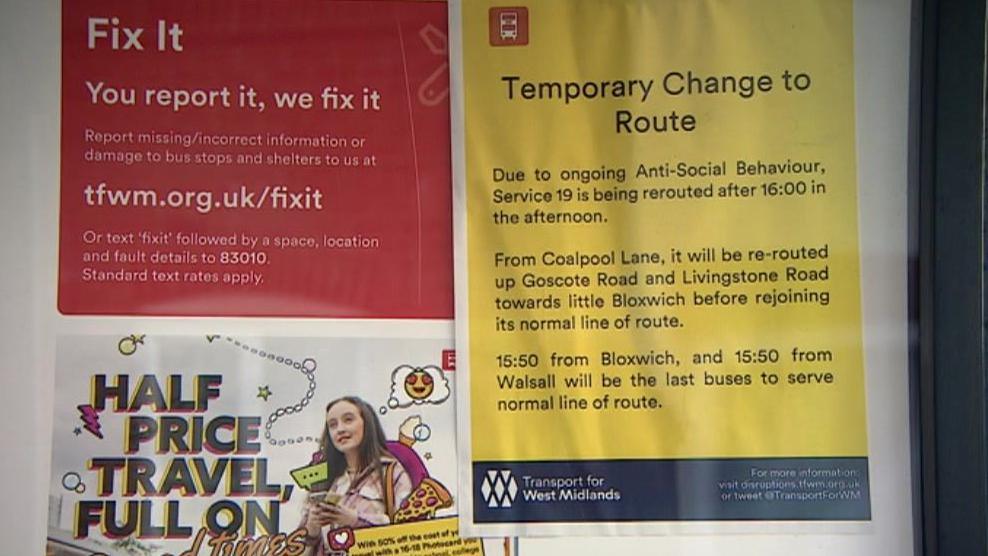 Image of signs on a bus stop