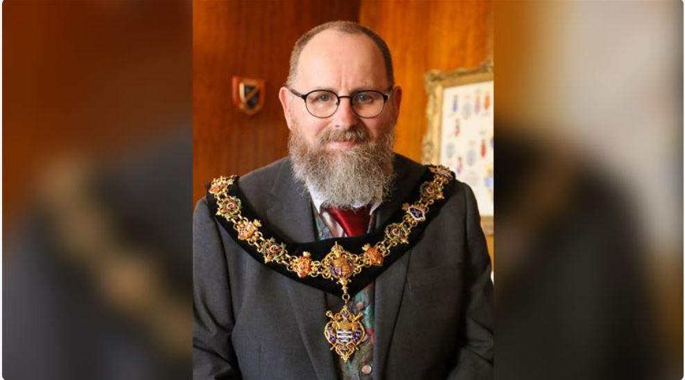 Worthing mayor wearing the badge and chains of office