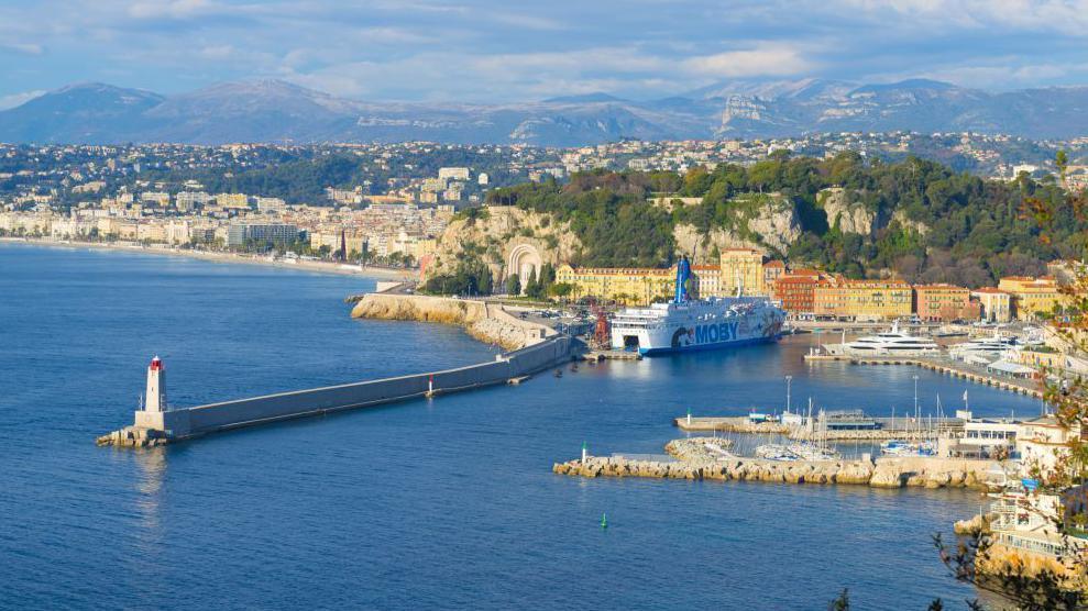 Panoramic View Over Nice and Coastline in Provence-Alpes- Cote dAzur, France.