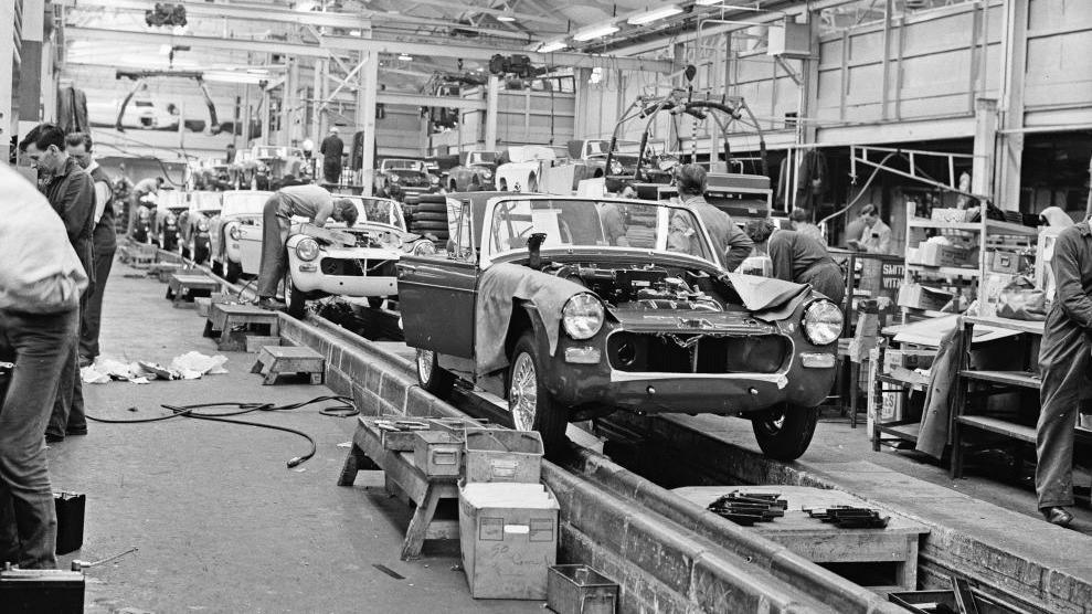 The MG production line at the BMC factory in Abingdon. 23rd March 1966