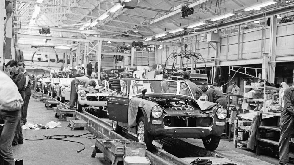 The MG production line at the BMC factory in Abingdon. 23rd March 1966