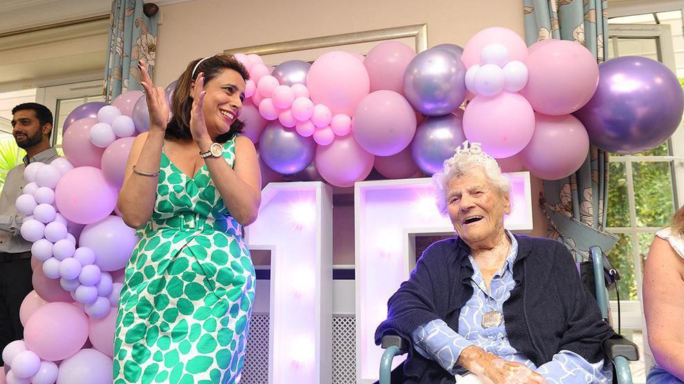 Birthday party for Ethel Caterham turning 115