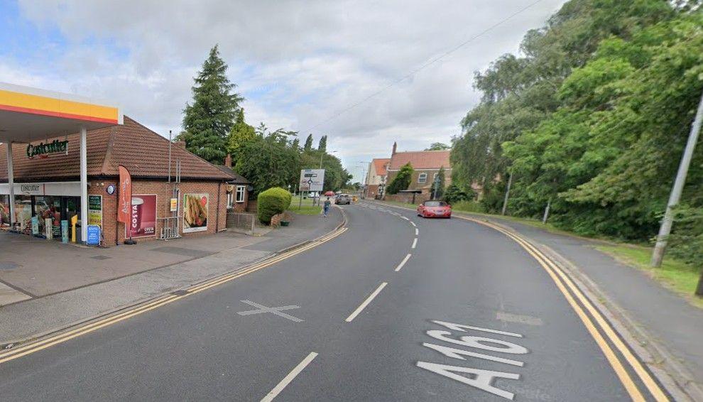 The A161 in Belton near the petrol station and roundabout