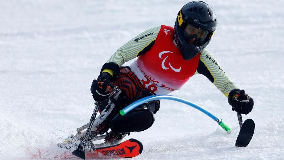 German sit-skier Anna Lena Forster in action at the Beijing Winter Paralympics