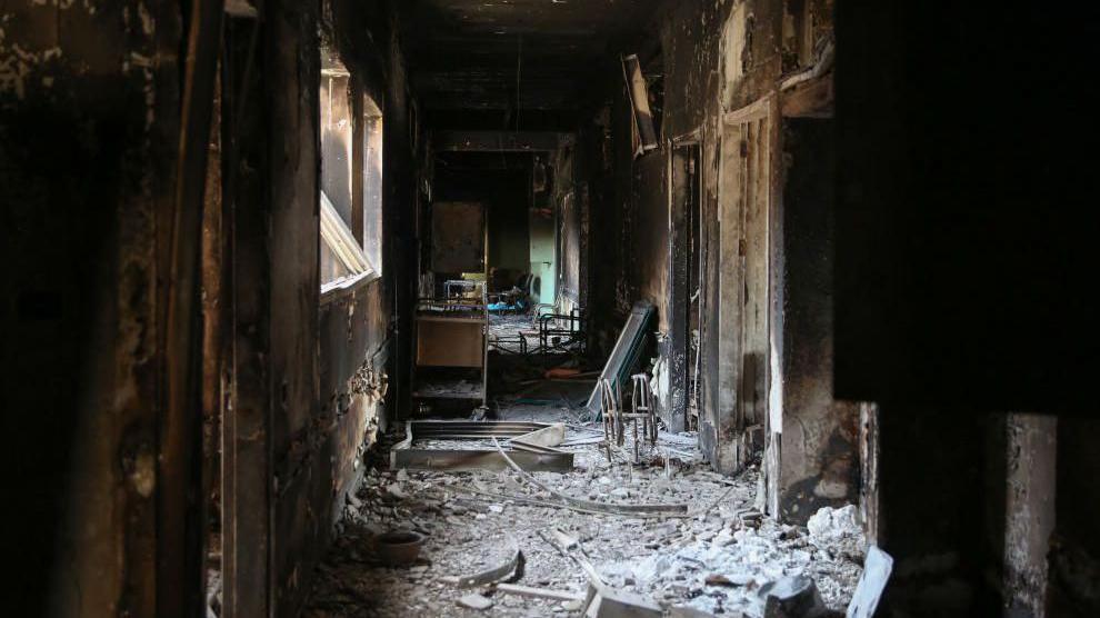 Rubble inside a building