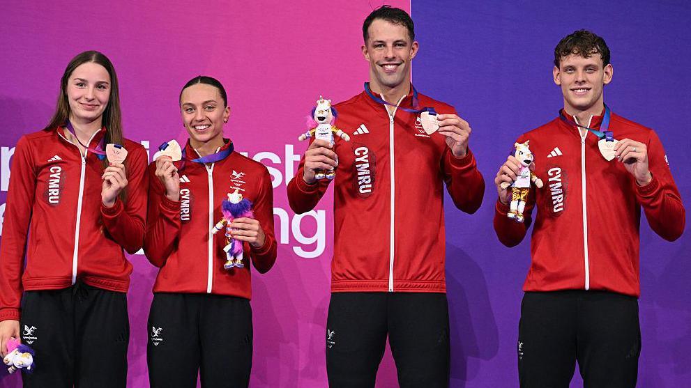 The 4x100m Welsh mixed freestyle relay team of Rebecca Sutton, Theodora Taylor, Matt Richards and Dan Jones won Team Wales third medal of the 2026 Commonwealth Games