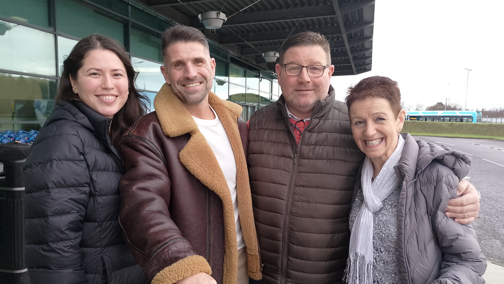 Rachel Fleming (black jacket), with Mark Fleming (brown fur lined jacket), John Murray (brown jacket, red jumper) and Linda Fox (grey jacket and jumper)